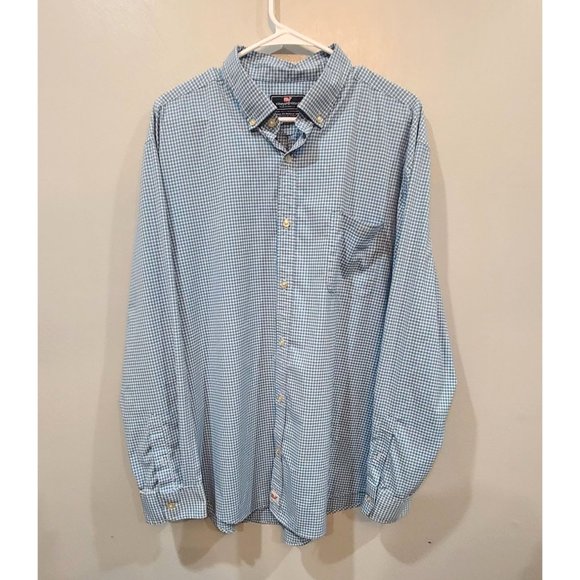 Vineyard Vines Other - Vineyard Vines Shirt Men's XXL Button Down Blue Gingham Performance Preppy Fall